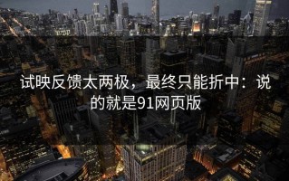 试映反馈太两极，最终只能折中：说的就是91网页版