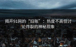 揭开91网的“旧账”：热度不高但讨论炸裂的神秘现象
