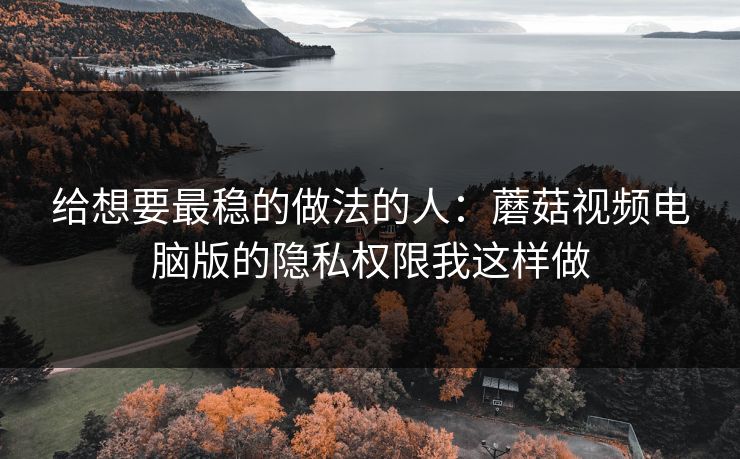 给想要最稳的做法的人：蘑菇视频电脑版的隐私权限我这样做-第1张图片-蘑菇视频官网 - 高清短视频免费观看下载