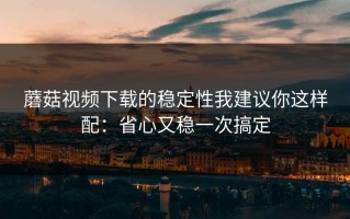 蘑菇视频下载的稳定性我建议你这样配：省心又稳一次搞定