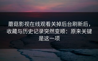 蘑菇影视在线观看关掉后台刷新后，收藏与历史记录突然变顺：原来关键是这一项