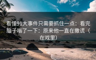 看懂91大事件只需要抓住一点：看完脑子嗡了一下：原来他一直在撒谎（在戏里）
