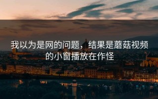 我以为是网的问题，结果是蘑菇视频的小窗播放在作怪
