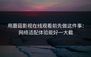 用蘑菇影视在线观看前先做这件事：网络适配体验能好一大截