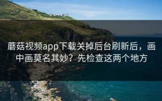 蘑菇视频app下载关掉后台刷新后，画中画莫名其妙？先检查这两个地方