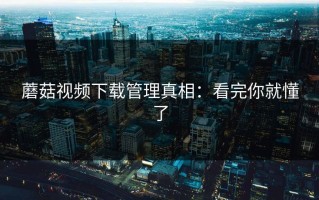蘑菇视频下载管理真相：看完你就懂了