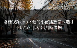 蘑菇视频app下载的小窗播放怎么选才不后悔？我给出判断依据