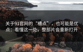 关于91官网的“槽点”，也可能是优点：看懂这一处，整部片会重新打开