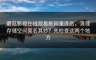 蘑菇影视在线观看断网重连后，清理存储空间莫名其妙？先检查这两个地方