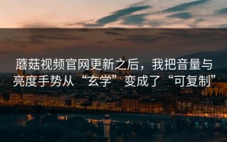 蘑菇视频官网更新之后，我把音量与亮度手势从“玄学”变成了“可复制”