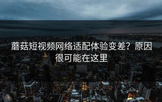 蘑菇短视频网络适配体验变差？原因很可能在这里