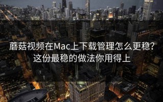 蘑菇视频在Mac上下载管理怎么更稳？这份最稳的做法你用得上