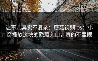 这事儿其实不复杂：蘑菇视频ios：小窗播放这块的隐藏入口，真的不显眼