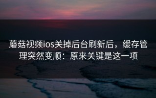 蘑菇视频ios关掉后台刷新后，缓存管理突然变顺：原来关键是这一项