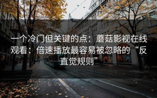 一个冷门但关键的点：蘑菇影视在线观看：倍速播放最容易被忽略的“反直觉规则”