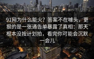 91网为什么能火？答案不在噱头，更狠的是一张通告单暴露了真相：那天根本没按计划拍，看完你可能会沉默一会儿
