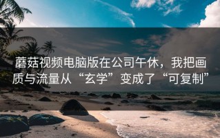 蘑菇视频电脑版在公司午休，我把画质与流量从“玄学”变成了“可复制”
