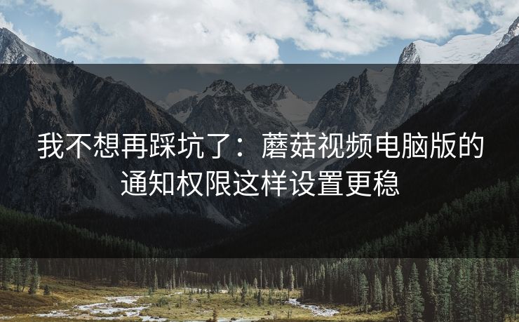 我不想再踩坑了：蘑菇视频电脑版的通知权限这样设置更稳-第1张图片-蘑菇视频官网 - 高清短视频免费观看下载