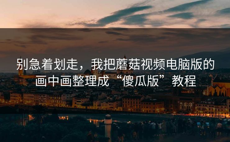 别急着划走，我把蘑菇视频电脑版的画中画整理成“傻瓜版”教程-第1张图片-蘑菇视频官网 - 高清短视频免费观看下载