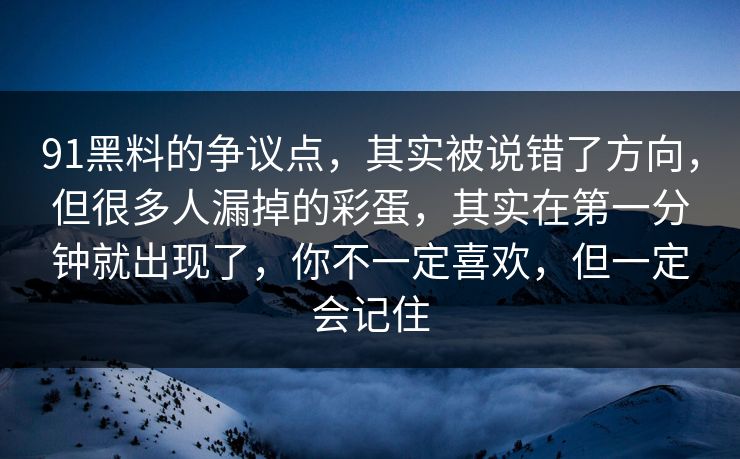 91黑料的争议点，其实被说错了方向，但很多人漏掉的彩蛋，其实在第一分钟就出现了，你不一定喜欢，但一定会记住