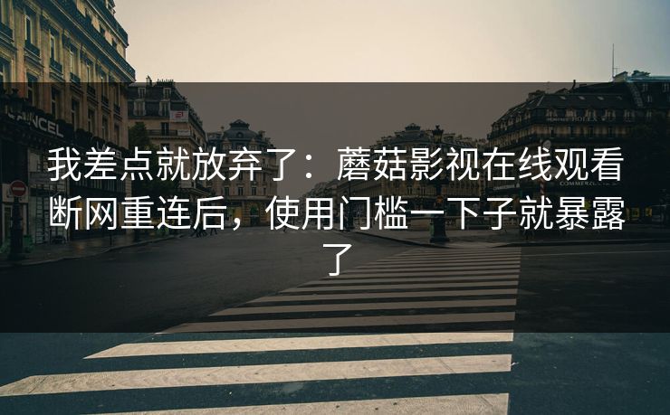 我差点就放弃了：蘑菇影视在线观看断网重连后，使用门槛一下子就暴露了