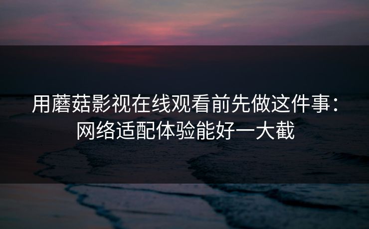用蘑菇影视在线观看前先做这件事：网络适配体验能好一大截-第1张图片-蘑菇视频官网 - 高清短视频免费观看下载