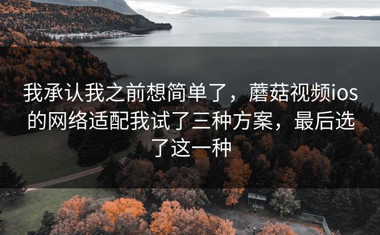 我承认我之前想简单了,蘑菇视频ios的网络适配我试了三种方案,最后选了这一种 我承认我之前想简单了,蘑菇视频ios的网络适配我试了三种方案,最后选了这一种