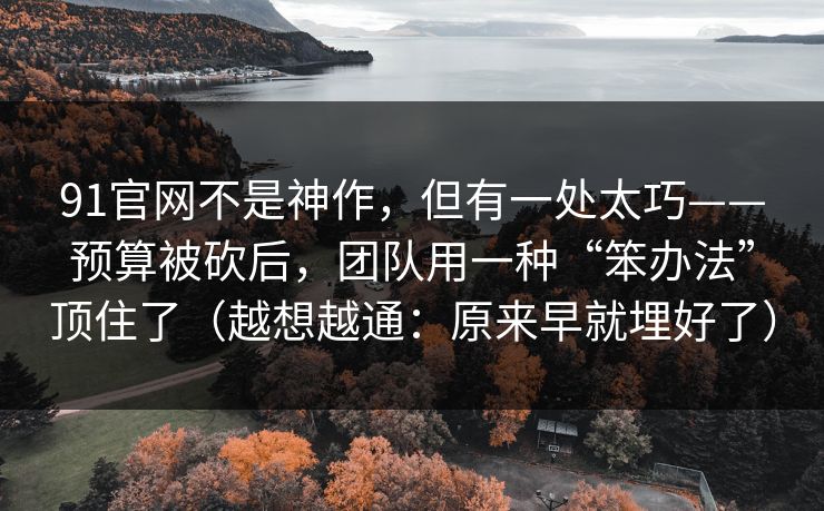 91官网不是神作,但有一处太巧——预算被砍后,团队用一种“笨办法”顶住了(越想越通:原来早就埋好了) 91官网不是神作,但有一处太巧——预算被砍后,团队用一种“笨办法”顶住了(越想越通:原来早就埋好了)